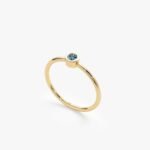 14K Solid Gold Natural Blue Diamond Bezel Ring - Image 3