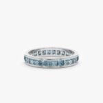 14K Solid Gold Natural Blue Topaz Eternity Ring - Image 3