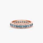 14K Solid Gold Natural Blue Topaz Eternity Ring - Image 4