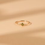 14K Solid Gold Natural Peridot Bezel Ring - Image 4