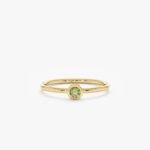 14K Solid Gold Natural Peridot Bezel Ring - Image 6