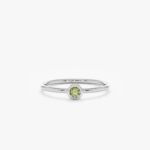 14K Solid Gold Natural Peridot Bezel Ring - Image 2