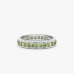 14K Solid Gold Natural Peridot Eternity Ring - Image 3