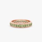 14K Solid Gold Natural Peridot Eternity Ring - Image 6
