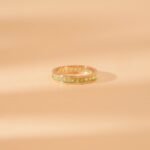 14K Solid Gold Natural Peridot Eternity Ring - Image 4