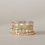 14K Solid Gold Natural Peridot Eternity Ring - Image 2