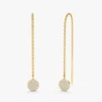 Paved Natural Diamond Threader Earrings - Image 2