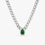14K Solid Gold Pear Cut Emerald Chain - Image 2