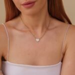 Pearl Heart & Diamond Cuban Chain Necklace - Image 3