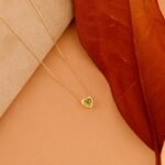 18k Solid Gold Peridot Heart Necklace - Image 3