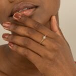 14K Solid Gold Petite Natural Diamond Flower Beaded Band - Image 2