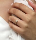 14K Solid Gold Petite Natural Diamond Engagement Ring - Image 6