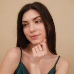 14K Solid Gold Petite Garnet Natural Diamond Engagement Ring - Image 5