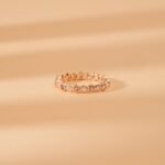 14K Solid Gold Pink Sapphire and Natural Diamond Eternity Band - Image 2