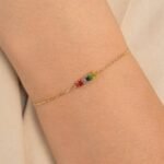 18k Solid Gold Rainbow Sapphire Bar Bracelet - Image 6