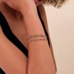 14K Solid Gold Rainbow Sapphire Cuban Chain Bracelet - 5 mm - Image 3