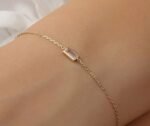 14K Solid Gold Rose Quartz Birthstone Bracelet - Image 4