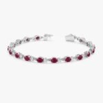 14K Solid Gold Ruby Diamond Garland Eternity Bracelet - Image 2