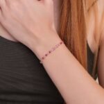 14K Solid Gold Ruby Diamond Garland Eternity Bracelet - Image 4