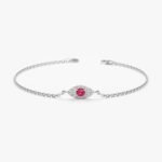 14K Solid Gold Ruby Eye Diamond Bracelet - Image 5