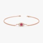 14K Solid Gold Ruby Eye Diamond Bracelet - Image 4