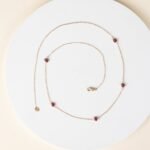 14K Solid Gold Ruby Station Necklace - Image 6