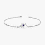 14K Solid Gold Sapphire and Diamond Hamsa Bracelet In Gold - Image 4