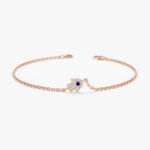 14K Solid Gold Sapphire and Diamond Hamsa Bracelet In Gold - Image 6