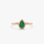 14K Solid Gold Single Pear-Cut Emerald Ring - Image 6