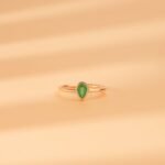 14K Solid Gold Single Pear-Cut Emerald Ring - Image 4