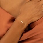 14K Solid Gold Single Sapphire Diamond Eye Bracelet - Image 6