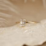 14K Solid Gold Small Natural Diamond Engagement Ring - Image 3