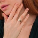 18K Solid Gold Square Emerald Signet Ring - Image 2