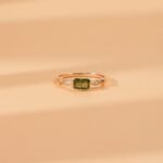 14K Solid Gold Teal Sapphire Engagement Ring with Diamonds - Image 3