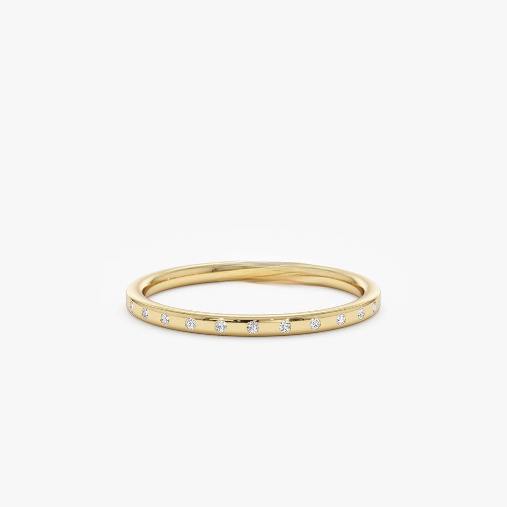 Thin Flush Set Diamond Ring