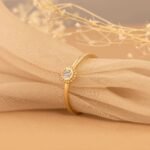 18K Solid Gold White Sapphire Art Deco Ring - Image 6