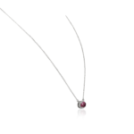 14K Solid Gold Oval Ruby & Diamond Necklace - Image 4