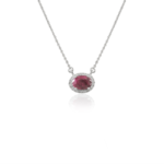 14K Solid Gold Oval Ruby & Diamond Necklace