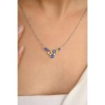 14K Solid Gold Multi Sapphire Necklace - Image 3