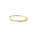 14K Solid Gold Enamel Diamond Bangle - Image 3