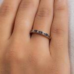 14K Solid Gold Sapphire Band Ring - Image 2