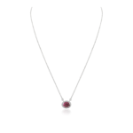 14K Solid Gold Oval Ruby & Diamond Necklace - Image 5