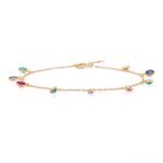 14K Solid Gold Ruby Emerald & Blue Sapphire Bracelet - Image 3