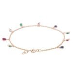 18k Solid Gold Ruby Sapphire Emerald Charm Bracelet - Image 3