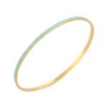 18k Solid Gold Turquoise Enamel Gold Bangle - Image 3