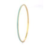 18k Solid Gold Turquoise Enamel Gold Bangle - Image 4