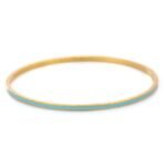 18k Solid Gold Turquoise Enamel Gold Bangle - Image 5