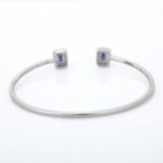 18k Solid Gold Blue Sapphire Diamond Bangle Bracelet - Image 6