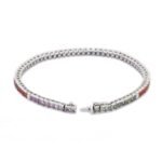 18k Solid Gold Multi Sapphire Diamond Bracelet - Image 4