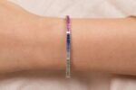 18k Solid Gold Multi Sapphire Diamond Bracelet - Image 2